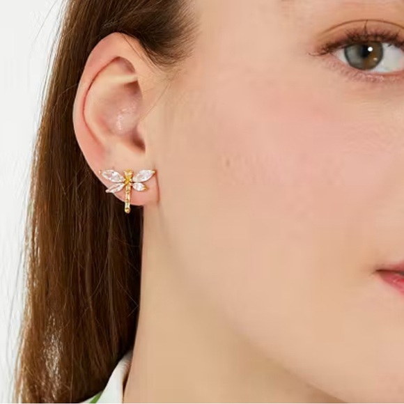 Kate Spade Greenhouse Dragonfly Studs ~ Dainty Rhinestone Stud Earrings - Picture 3 of 7